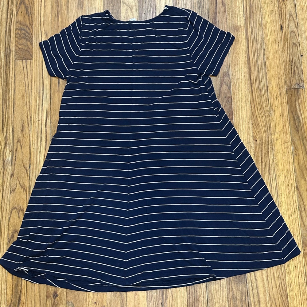 Old Navy. Navy Striped Sleeveless Swing Dress. Size Large. - Picture 3 of 4